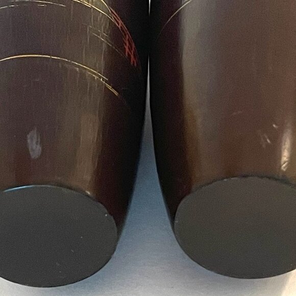 Brown Pair of Asian Vases With Hand Painted Japanese Scene Folk Art - Picture 9 of 9